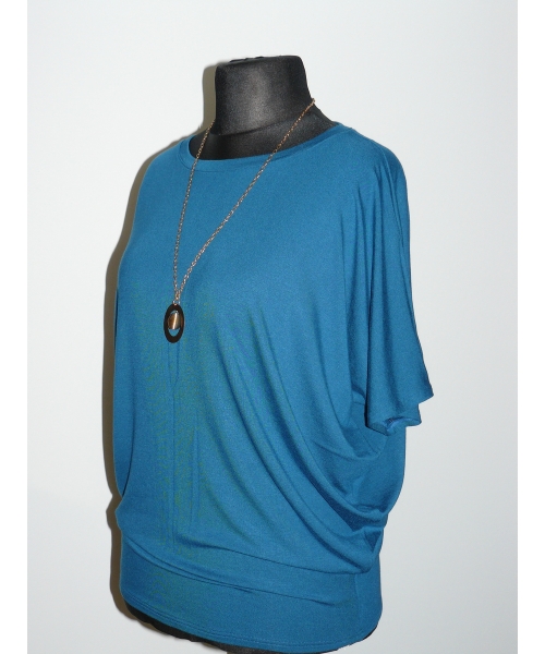 Bluzka Sonia w luźnym stylu oversize krótki rękaw - indygo